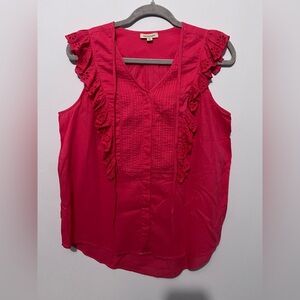 Anthropologie Coral Sleeveless Ruffle Top. L